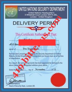 Delivery Permit